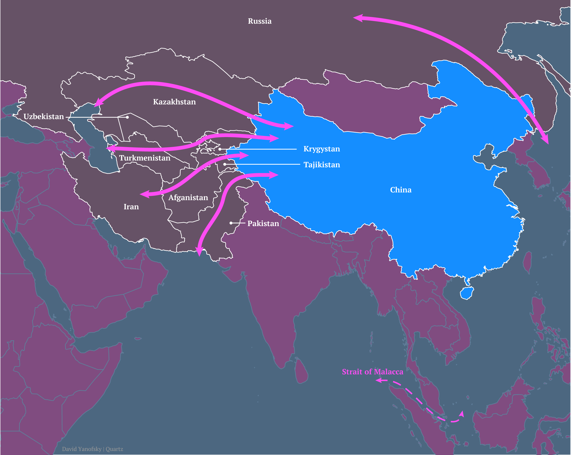 silk road on world map
